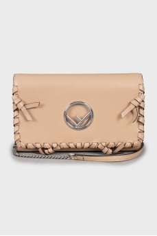 Leather bag with silver logo