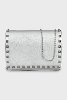 Silver leather crossbody bag