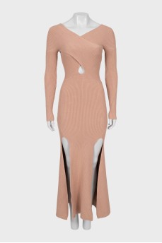 V-neck ribbed dress