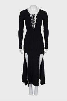 Ribbed dress with lacing
