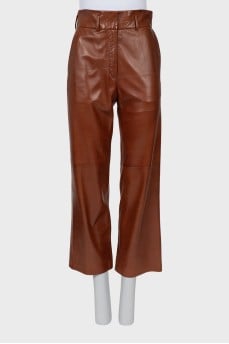 Cropped Leather Palazzo Pants