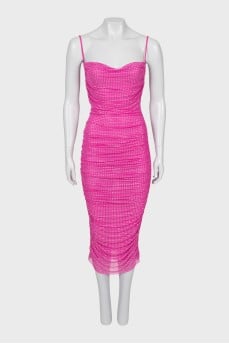 Dress with draping decorated with rhinestones
