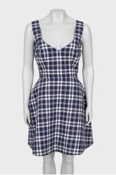 Fitted sarafan with a checkered print