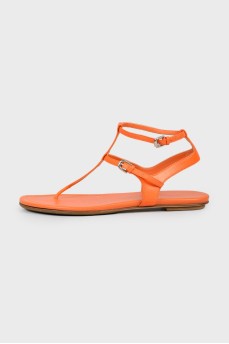 Orange Leather Sandals ChangeClear