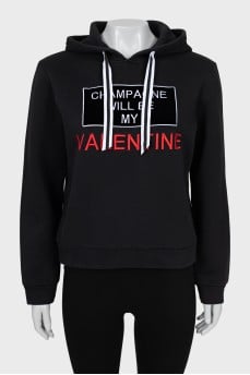 Straight cut hoodie with text print