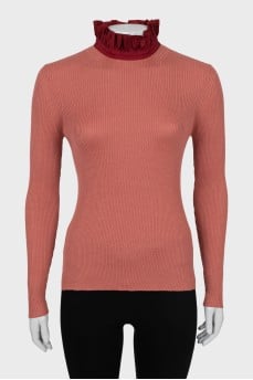 Cashmere and silk turtleneck with frills