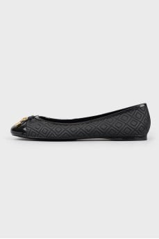 Rubber black ballet flats