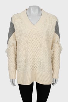 Textured loose fit sweater with tag