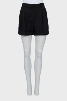 High waist wool shorts