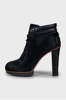 Pony skin ankle boots with high heels