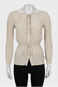 Vintage Floral Print Blouse