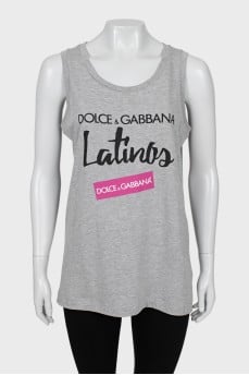 Gray T-shirt with text print