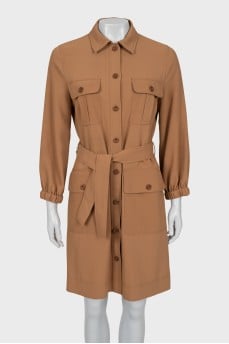 Brown dress with patch pockets