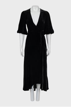 Velour Wrap Maxi Dress