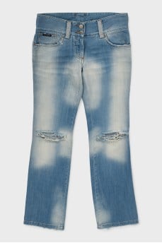 Ripped flared jeans