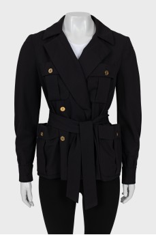 Wool jacket with belt