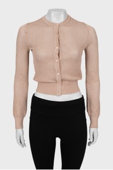 Cropped cardigan with perforation