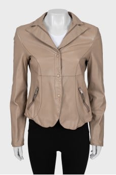 Leather jacket with buttons