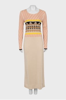 Fitted maxi dress with side slit