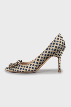 Polka dot textile shoes with decor