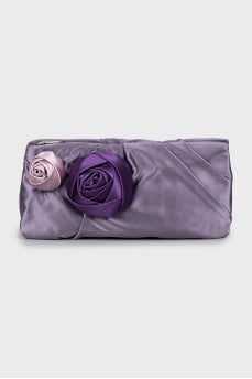 Textile clutch decorated with flowers