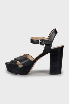 Black sandals with leather straps