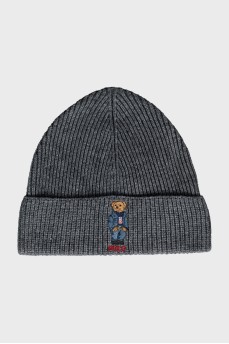 Men's wool hat with embroidered print
