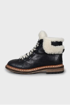 Insulated quilted lace-up boots