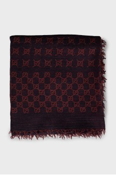 Wool scarf with signature print