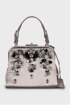 Mini bag decorated with rhinestones