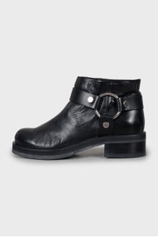 Leather ankle boots with silver fittings
