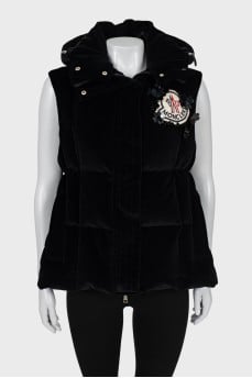Velour vest with hood