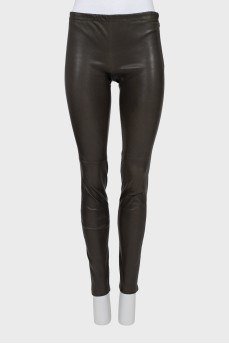 Leather trousers with elastic