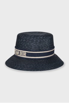 Straw hat with branded band