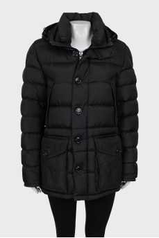 Black down jacket with patch pockets