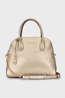 Leather crossbody bag in gold color