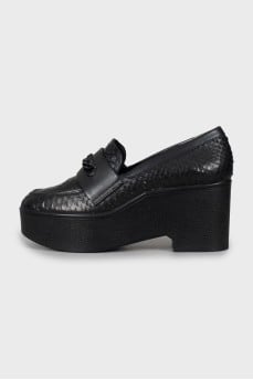 Leather loafers with high platform
