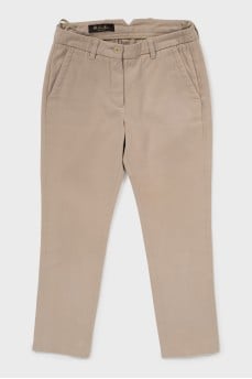 Beige trousers with a mid-waist