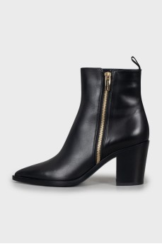 Leather ankle boots with stacked heels