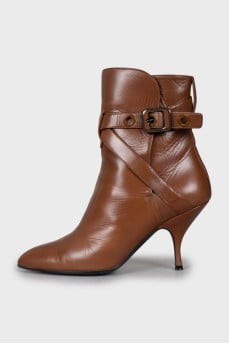 Brown ankle boots with leather straps