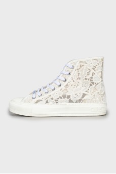 White sneakers with floral pattern