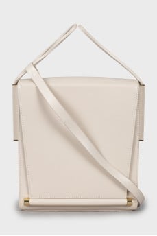 Beige leather shoulder bag