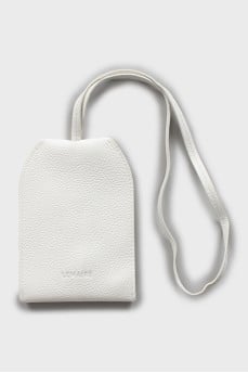 White leather clochette keychain