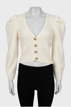 Cropped cardigan with voluminous sleeves