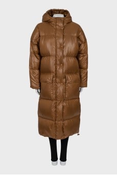 Quilted Maxi Down Jacket with Hood