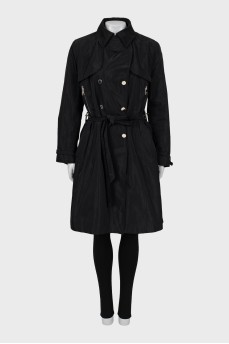 Black trench coat with belt