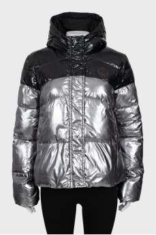 Two-tone down jacket with hood