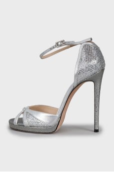 Silver leather sandals