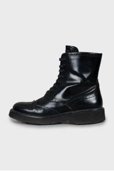 Perforated leather boots