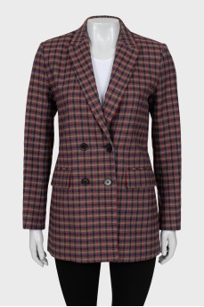 Double-breasted checkered jacket
